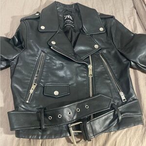 Zara leather crop jacket